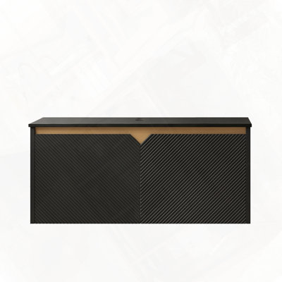 Wall Mounted Cabinet Black Sintered Stone Countertop
