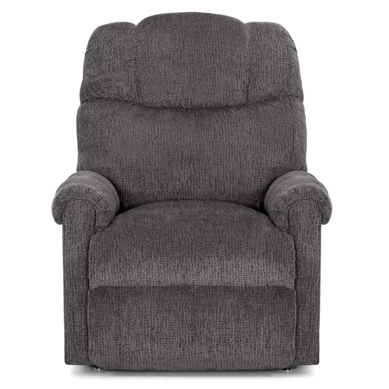 Kifer Upholstered Lift Assist Power Recliner, Dark Gray Polyester