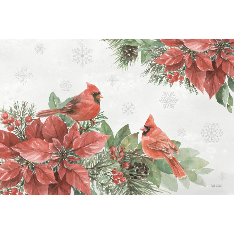 Feathered Festivities I - impression, Pas de tapis, H 12 po x l 18 po x P 1,25 po, Toile avec cadre érable