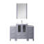 48 po W Meuble-lavabo gris foncé avec armoires latérales, robinet, comptoir en céramique blanche et miroir - surface robuste