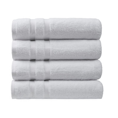 SOFE H&L | OLEA Luxury Turkish Cotton Set of 4 Bath Towel White | Soft, Plush, and Hotel Quality
