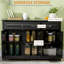 Buffet de cuisine moderne avec 2 tiroirs et étagères réglables, noir, offrant un rangement polyvalent pour différentes pièces. Dimensions : 112 cm (L) x 39 cm (P) x 81 cm (H).