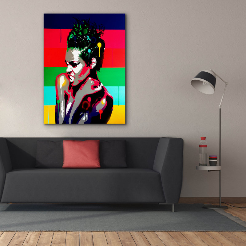 «Afro Punk 1» par Abstract Graffiti, art mural sur toile, 40 po x 54 po, H 54 po x l 40 po x P 1,5 po