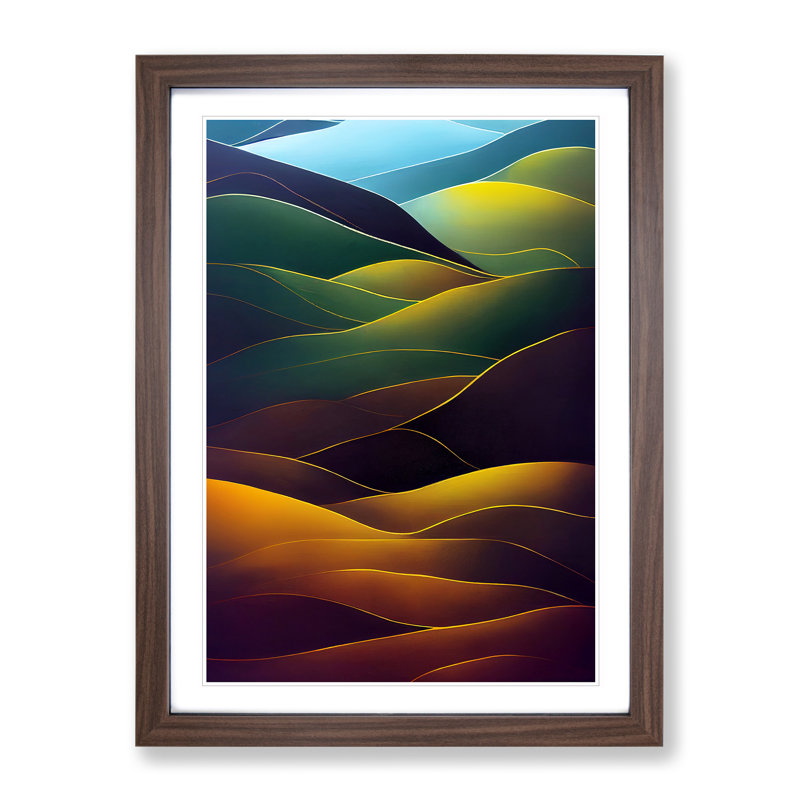 Meadow Landscape No - Print, Walnut Framed Paper, White, 46cm H x 34cm W x 3cm D