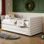 Lit de jour simple avec couchette coulissante et 3 tiroirs de rangement, lit tapissier en chenille-1515473418