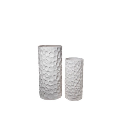 Grand vase rond en céramique blanc mat