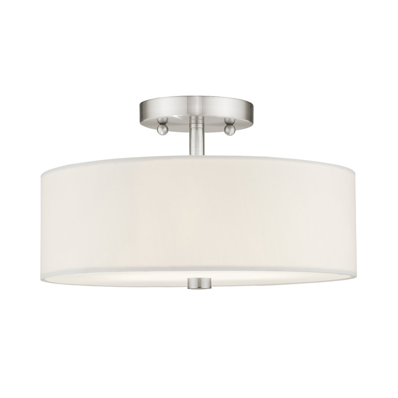 Chandran Fabric Semi Flush Mount, Brushed Nickel, 7.75" H x 13" W x 13" D