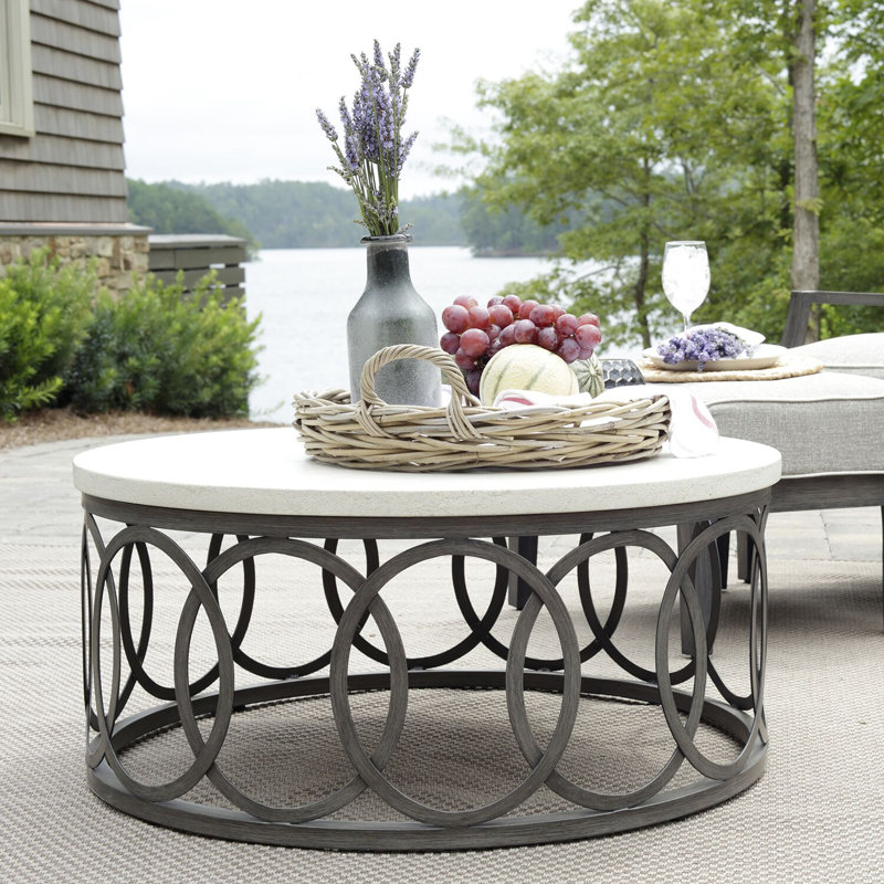 Copeland Aluminum 36" Coffee Table TravertIne, Travertine, 36"