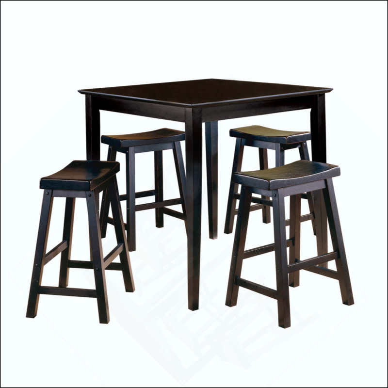 Hauteur tabourets de selle 2 pièces ensemble de meubles de salle à manger décontractés en bois massif, Noir