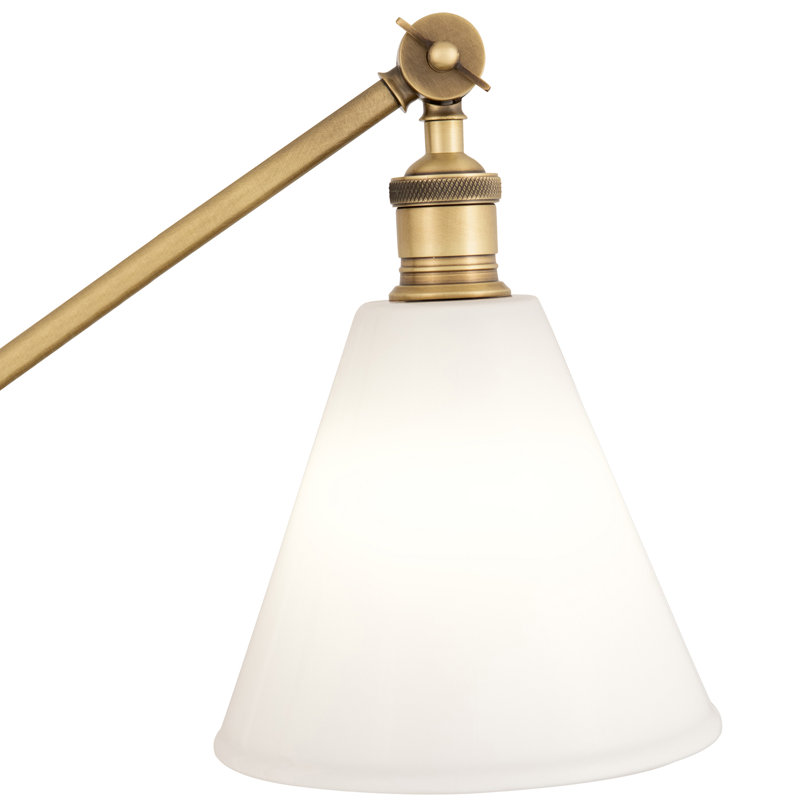 Lampe de table en alliage métallique, Verre, Laiton, Blanc