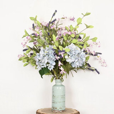 Arrangement floral de fleurs artificielles 24 "dans un vase, hortensia artificiel printemps-été 24"