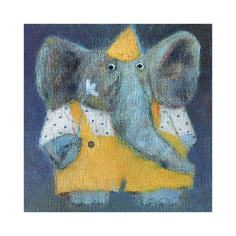 The Elephant In The Party Hat by Natalia Shaloshvili - Painting on Canvas, Wrapped Canvas, 45.72cm H x 45.72cm W x 1.91cm D