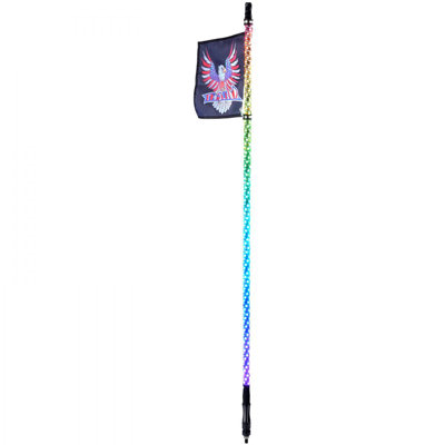 4 FT Whip Light, APP & RF Remote Control Led Whip Light, Waterproof 360° Spiral RGB Chasing Lighted Whips with 2 Flags, for UTVs, ATVs, Motorcycles, RZR, Can-am, Trucks, Off-road, Go-karts