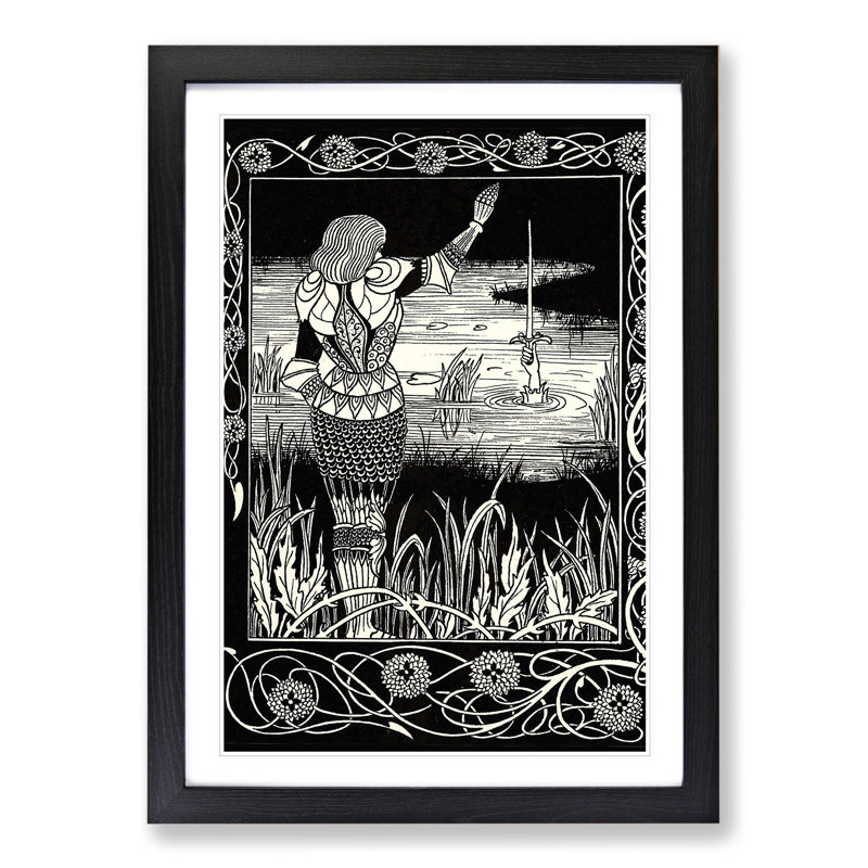 Excalibur in the Lake by Aubrey Beardsley - Framed Print, Black Framed, 65cm H x 48cm W x 2cm D