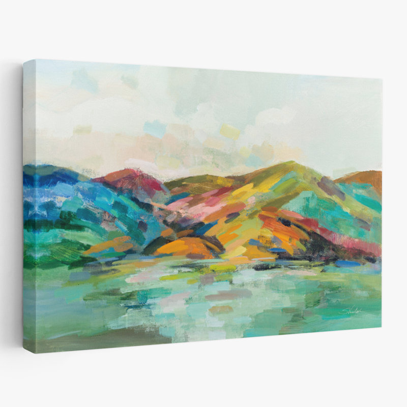 Californie, printemps - turquoise, noir, bleu, nuages, H 24 po x l 16 po