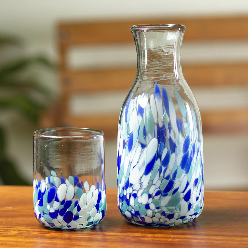 Ensemble de carafe et verre soufflé à la main Hasnain