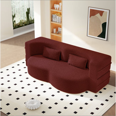 Canapé-lit moderne avec 2 coussins, canapé-lit en molleton convertible rembourré de mousse, matelas simple pliant de 15 po pour le salon, le lit d'invité, la salle de jeux, aucun assemblage requis
