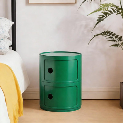 2 tiroirs de rangement ronds à 2 niveaux - Tiroirs de table de chevet empilables