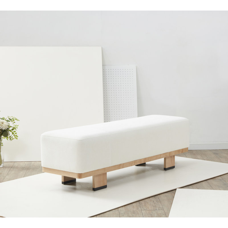 Lilli Boucle Upholstered Bench, Natural/Black