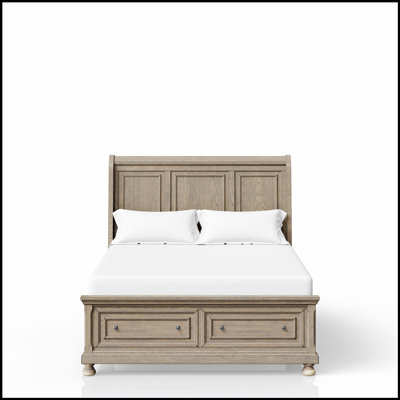 Lit de rangement gris antique avec deux tiroirs, parfait pour l'élégance et l'organisation dans n'importe quelle chambre à coucher.