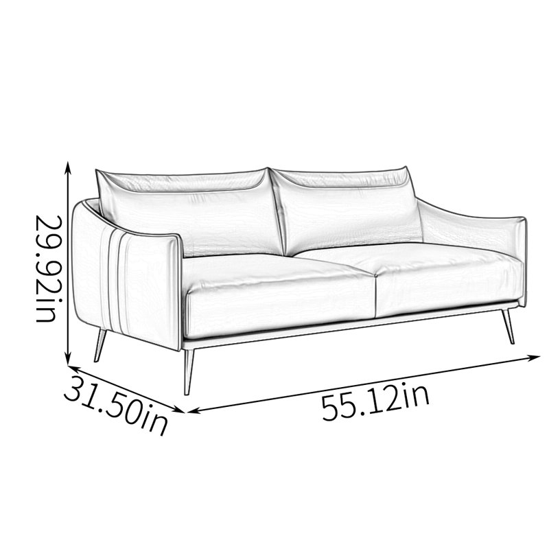 Ceniceros, 29.92" H x 55.12" W x 31.5" D, Leather Match