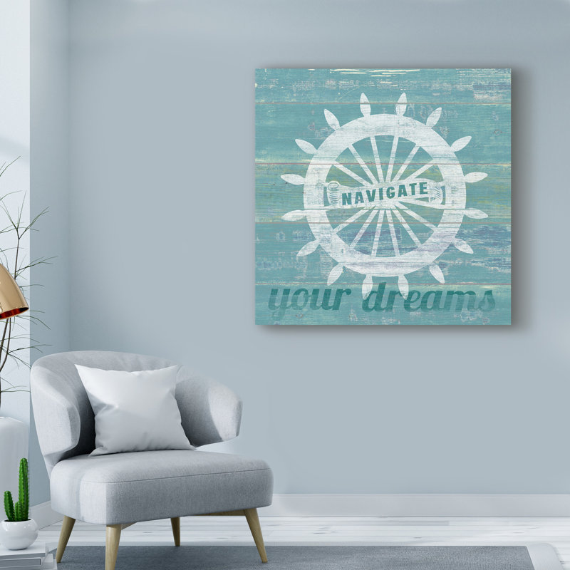 « dérivant capitaines wheel », reproduction d’impression sur toile tendue, H 14 po x l 14 po x P 2 po