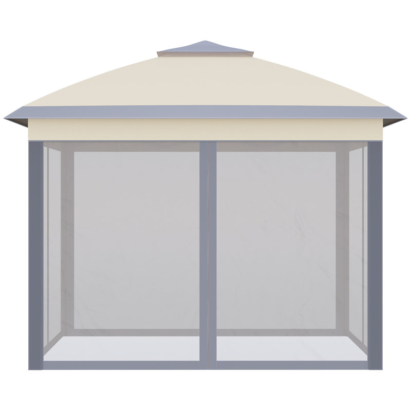 Outsunny 11' X 11' Pop Up Canopy Tent With Netting And Carry Bag, Beige