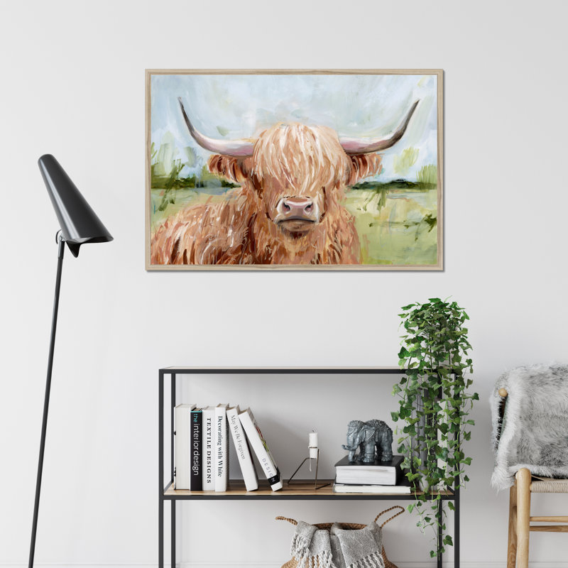 Highland Grazer II' by Victoria Borges - Painting Print, Natural Wood Framed Paper Print, 55cm H x 80cm W
