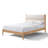 Norvik Solid Wood Queen Bed Frame With Cream Upholstered Headboard