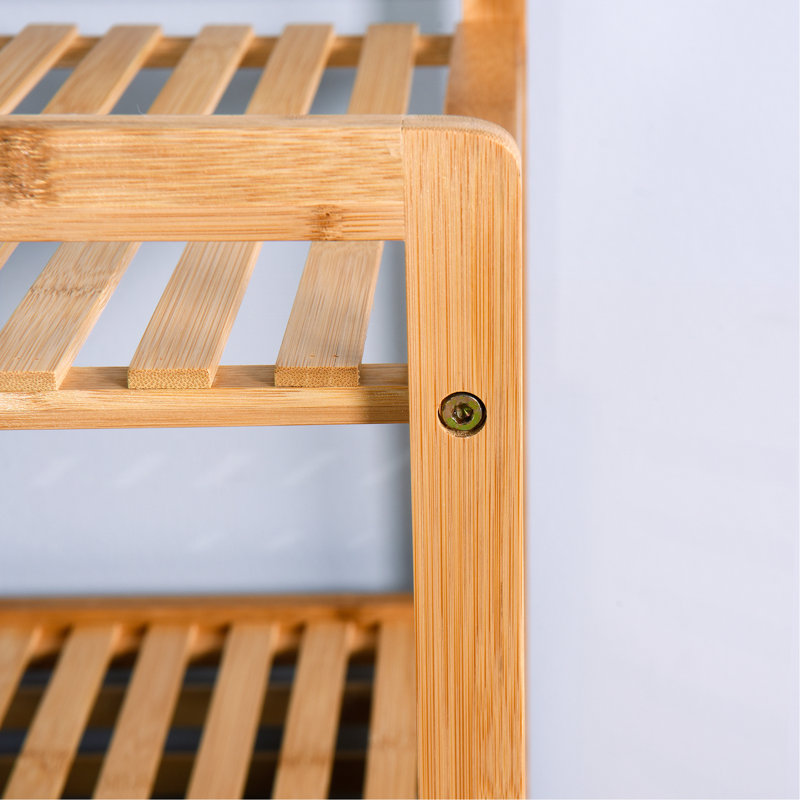 Panier de rangement en bambou avec tablette à deux niveaux pour ranger les essentiels