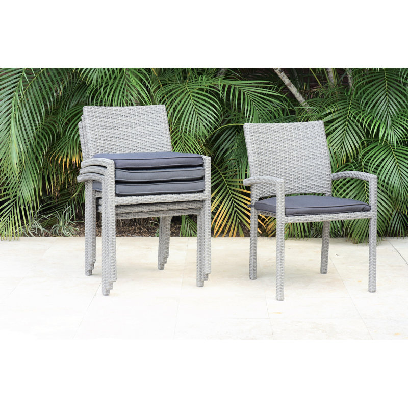 Chaise de patio empilable avec coussin Brochan, Gris