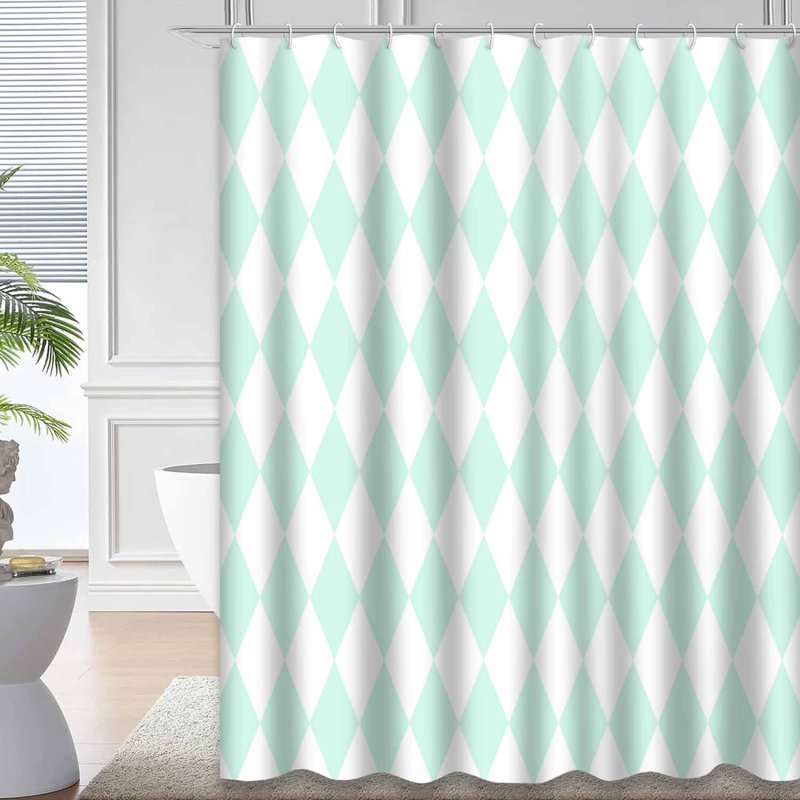 Rideau de douche Tile Mint Green White, L 72 po x l 78 po