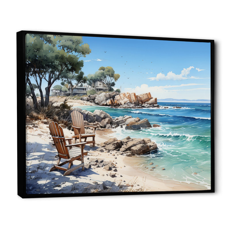 Andress Coastal Lounging I, H 12 po x l 20 po x P 1 po, Cadre flottant noir