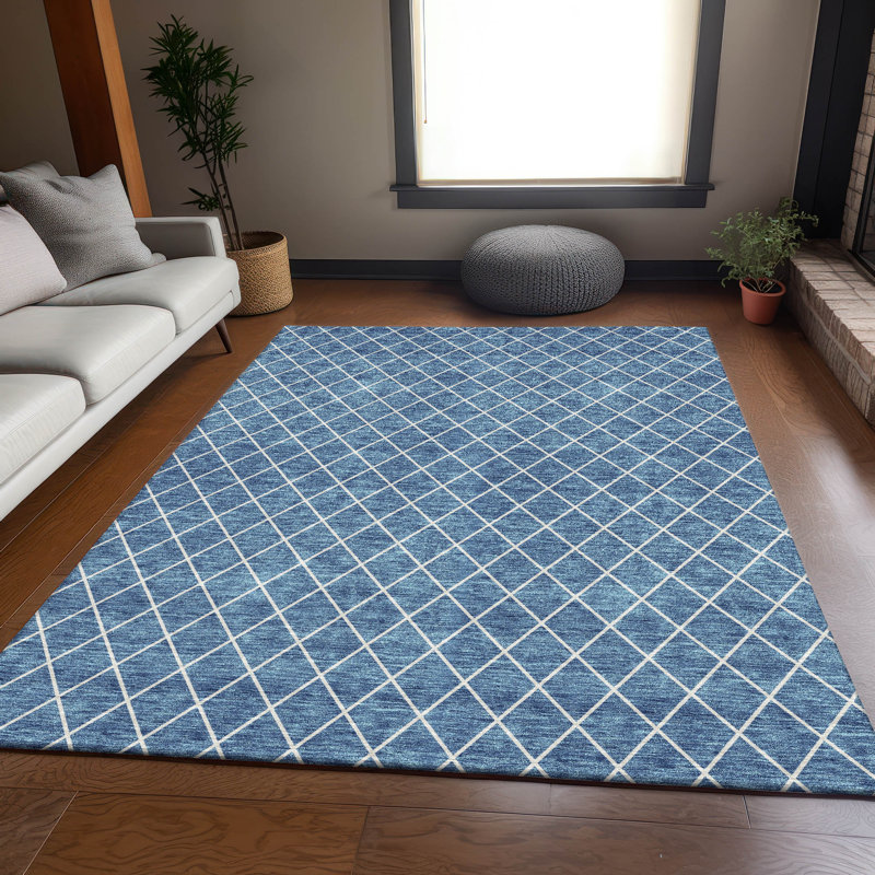 Premium Machine Washable Prisco Denim Rug, Rectangle 2'6" x 3'10"