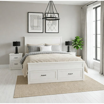 Elegant Wood Storage Bed,No Box Spring Needed