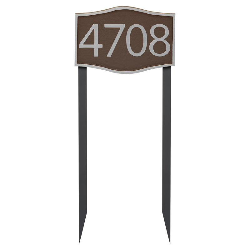 Enseigne d’adresse pour pelouse sur 1 ligne, Argent, Cuivre