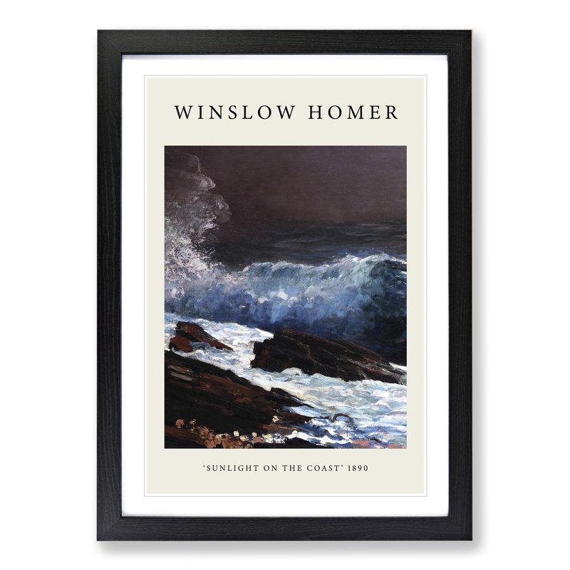 Sunlight On The Coast by Winslow Homer - Single Picture Frame Print, Black Framed, 36cm H x 27cm W x 2cm D
