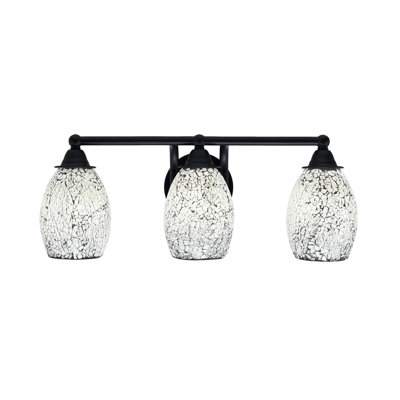 Barre d'éclairage de salle de bain 3 lumières Paramount au fini noir mat avec verre fusion noir de 5 po