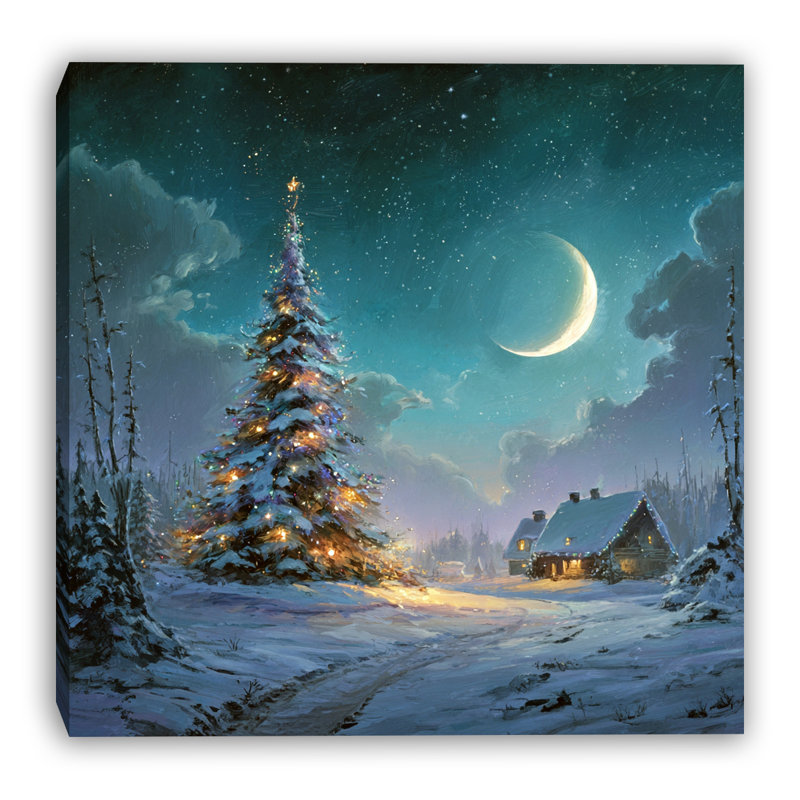 «Winter Village Christmas Eve», art mural sur toile tendue, 12 po x 12 po