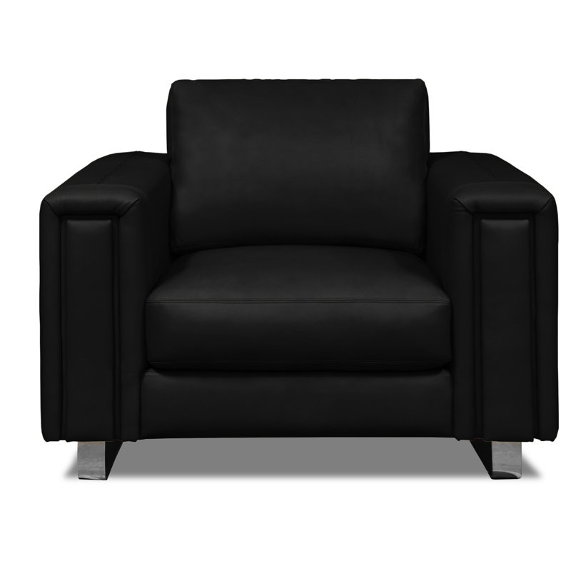 Tribeca Leather Club Chair, Onyx (Dreamer), Stainless Steel