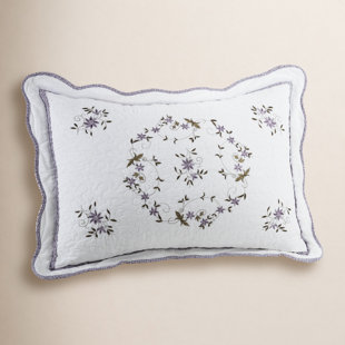 Gwen Floral Embroidered Scalloped Pillow Sham