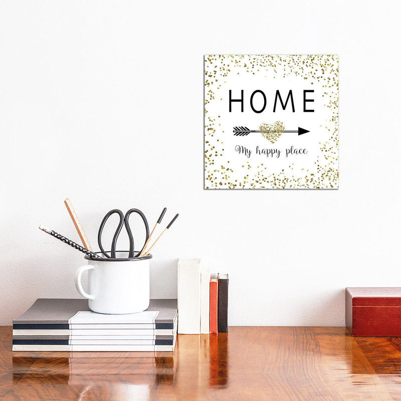 Home - My Happy Place by - Wrapped Canvas Typography, 30.48 cm H x 30.48 cm W