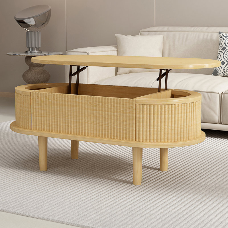 Lift Top Coffee Table with Hidden Compartment, Natural