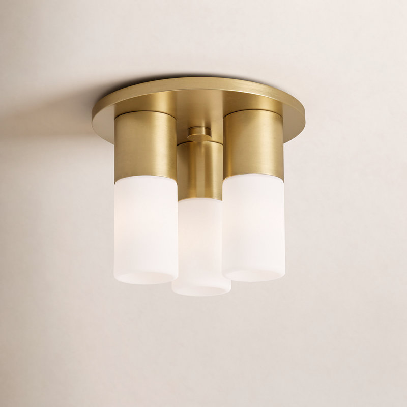 Otto Glass Flush Mount, Aged Brass