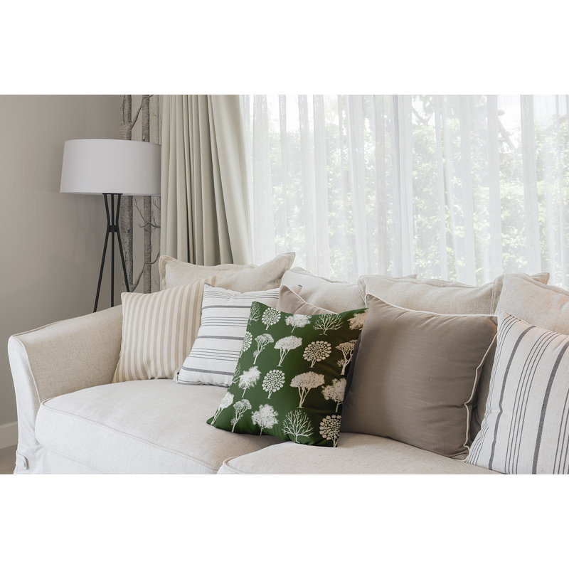 Lenard Field of Trees Square Pillow Cover and Insert, 20" H x 20" W x 2" D, Green