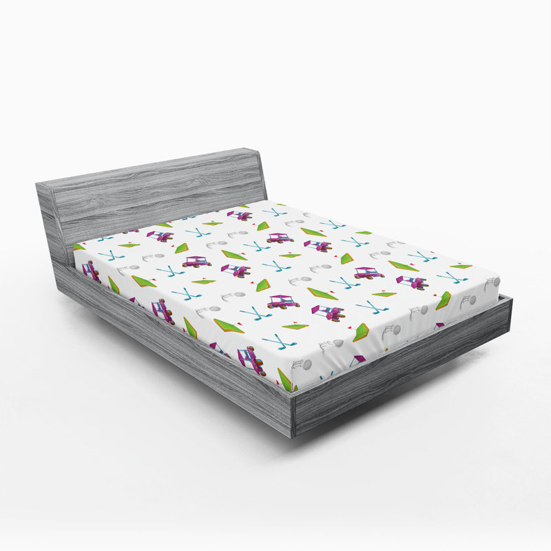 Ensemble de 2 draps-housse dégradés Ambesonne bleu sarcelle très clair bleu pâle et blanc, Vert lime, mauve / floral