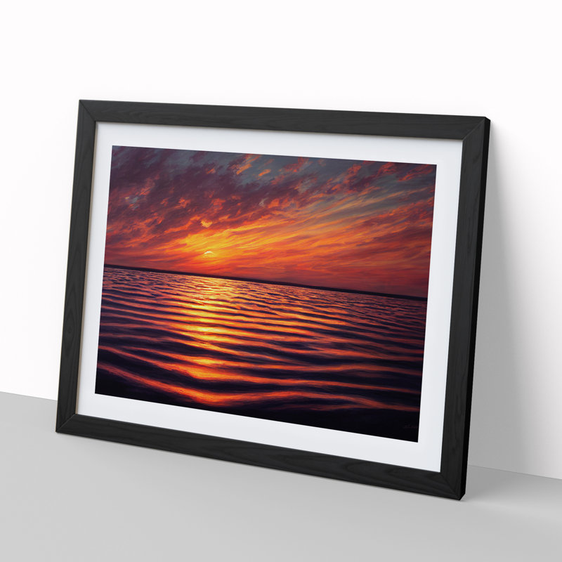 XH1022-8622X Sunset Seascape Vol.4 - Single Picture Frame Print, 46cm H x 64cm W, Black