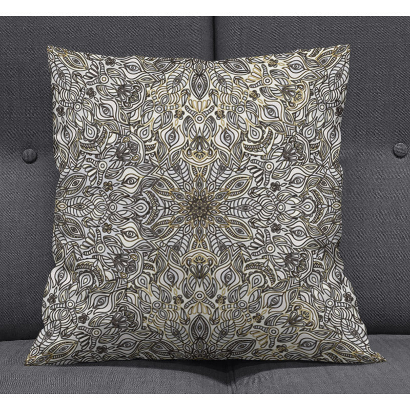 Throw Pillow With Insert, 16"H x 16"W, Brown/White Abstract 1