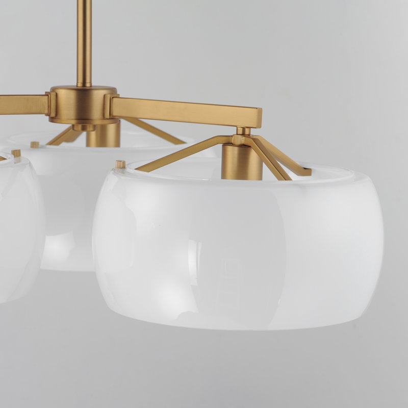 Lustre émaillé, Laiton vieilli naturel, Trois lumières