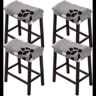 Bar Stool Cover (Set Of 4) - Printed Stretch Rectangle, Backless, Water-Resistant, Wear Resistant, Machine Washable, Kitchen Counter Stool Protector